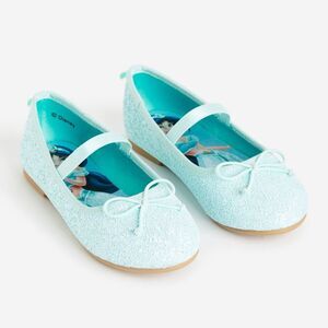 H&M Disney Girls Aladdin Jasmine Mary Jane Turquoise Ballet Flats Shoe Size 12.5